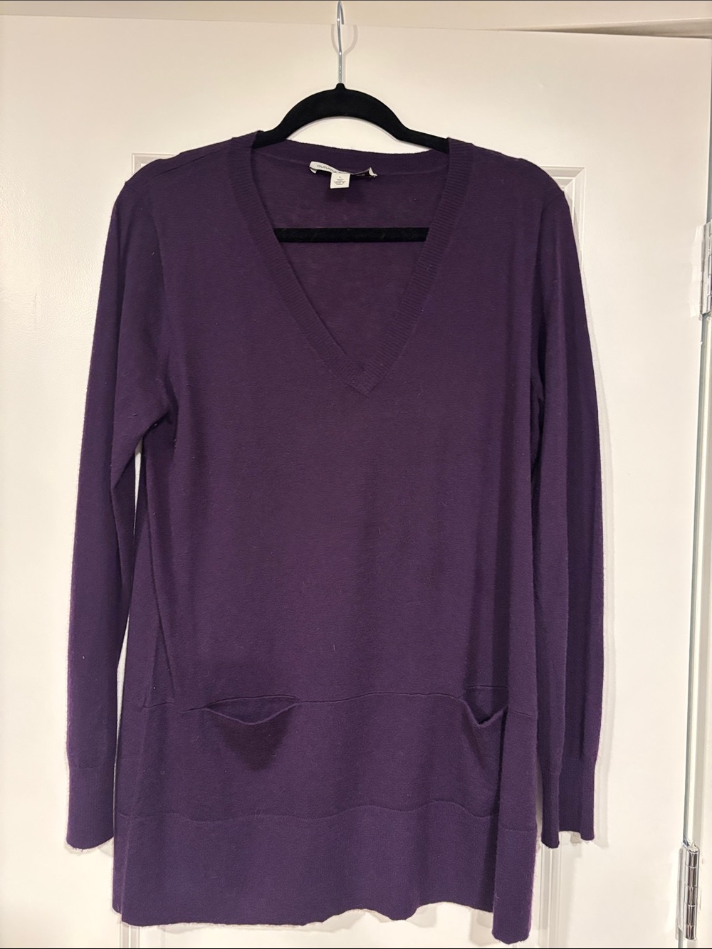 Autumn Cashmere Deep Purple V-Neck Longline Sweater